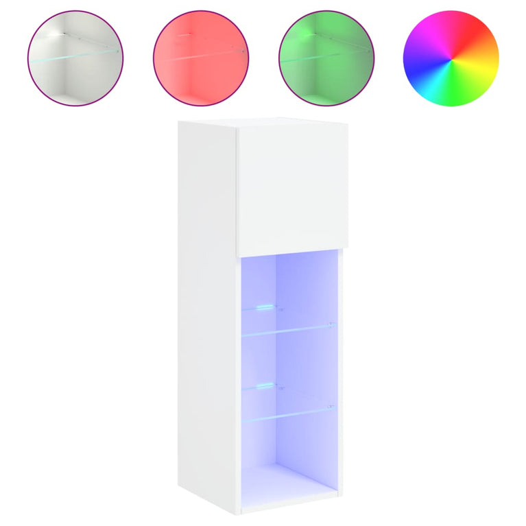 Tv-meubels met LED-verlichting 2 st 30,5x30x90 cm wit