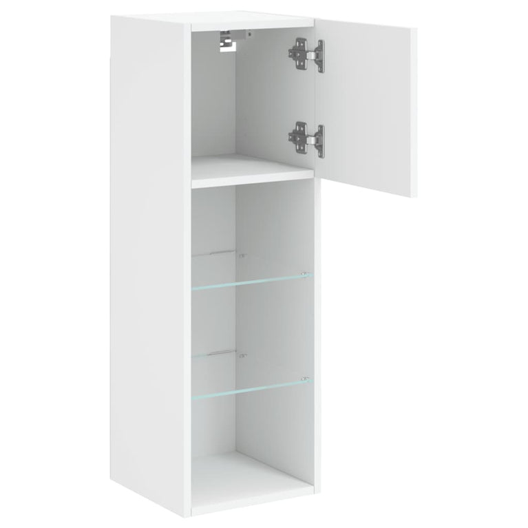 Tv-meubels met LED-verlichting 2 st 30,5x30x90 cm wit