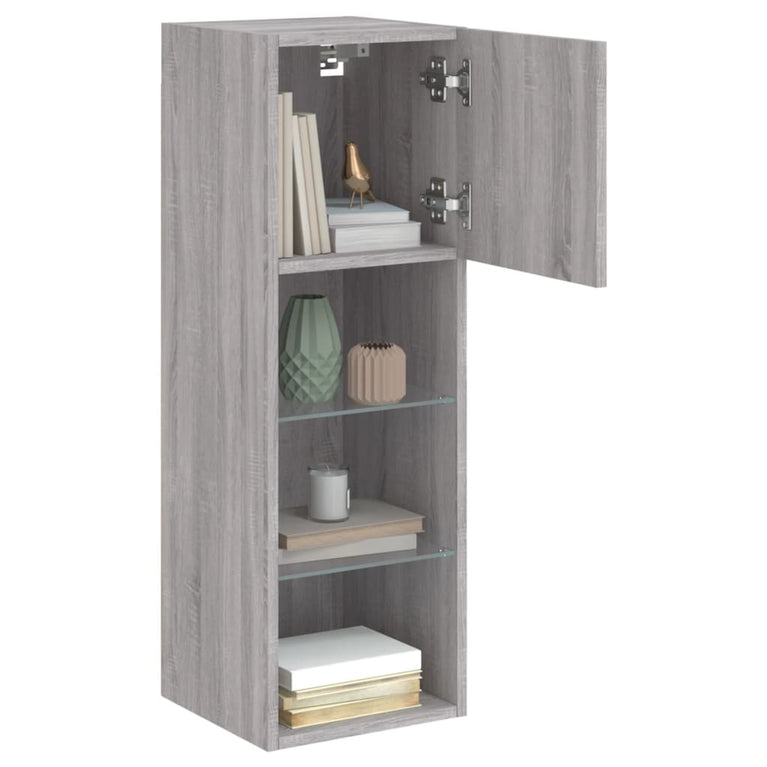 Tv-meubels met LED-verlichting 2 st 30,5x30x90 cm grijs sonoma