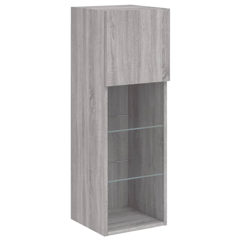 Tv-meubels met LED-verlichting 2 st 30,5x30x90 cm grijs sonoma