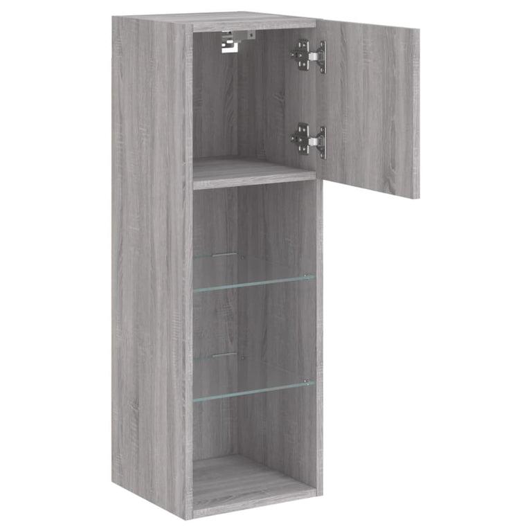 Tv-meubels met LED-verlichting 2 st 30,5x30x90 cm grijs sonoma