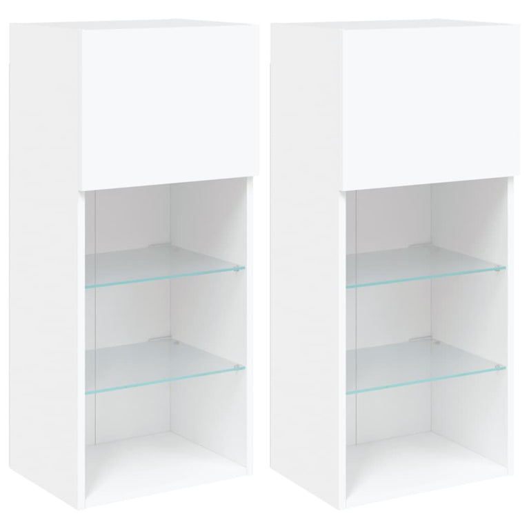 Tv-meubels met LED-verlichting 2 st 40,5x30x90 cm wit