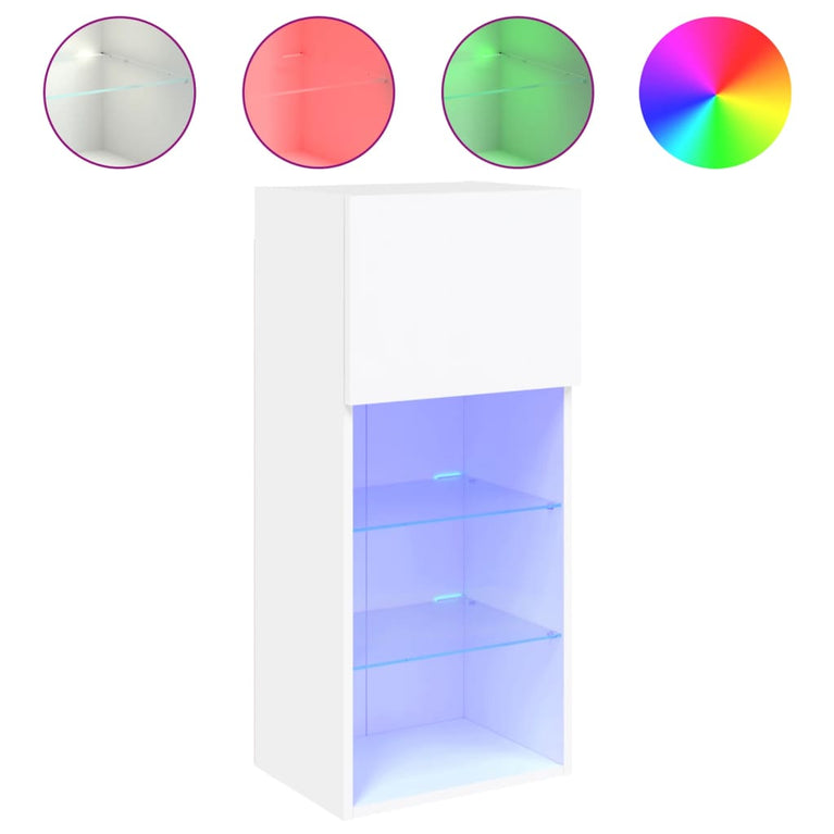 Tv-meubels met LED-verlichting 2 st 40,5x30x90 cm wit