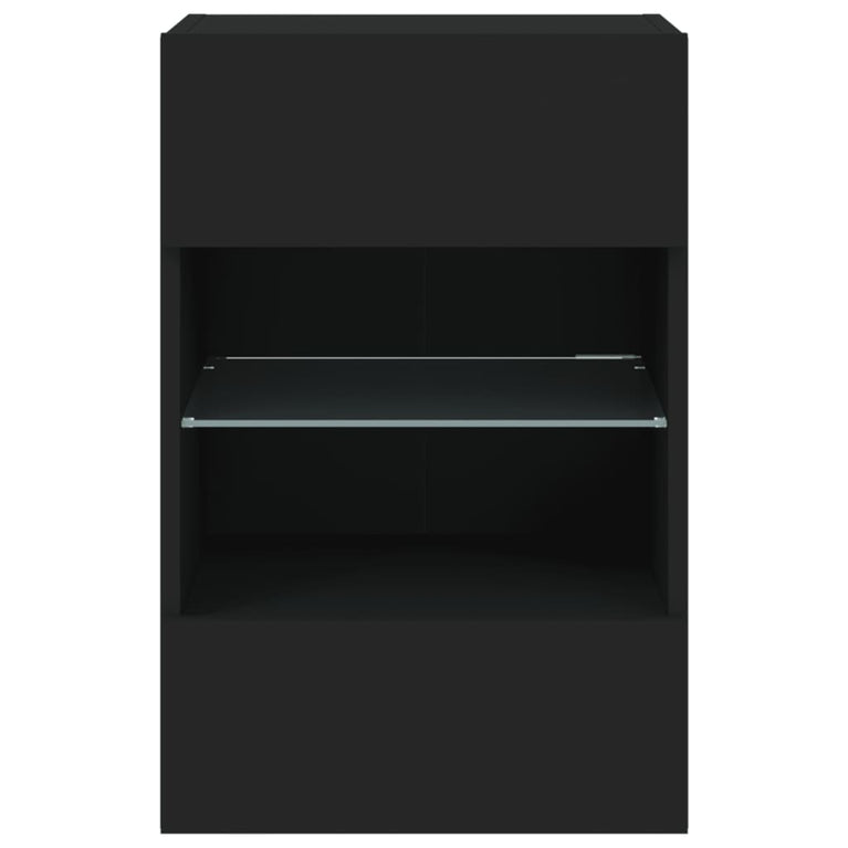 Tv-wandmeubels met LED-verlichting 2 st 40x30x60,5 cm zwart