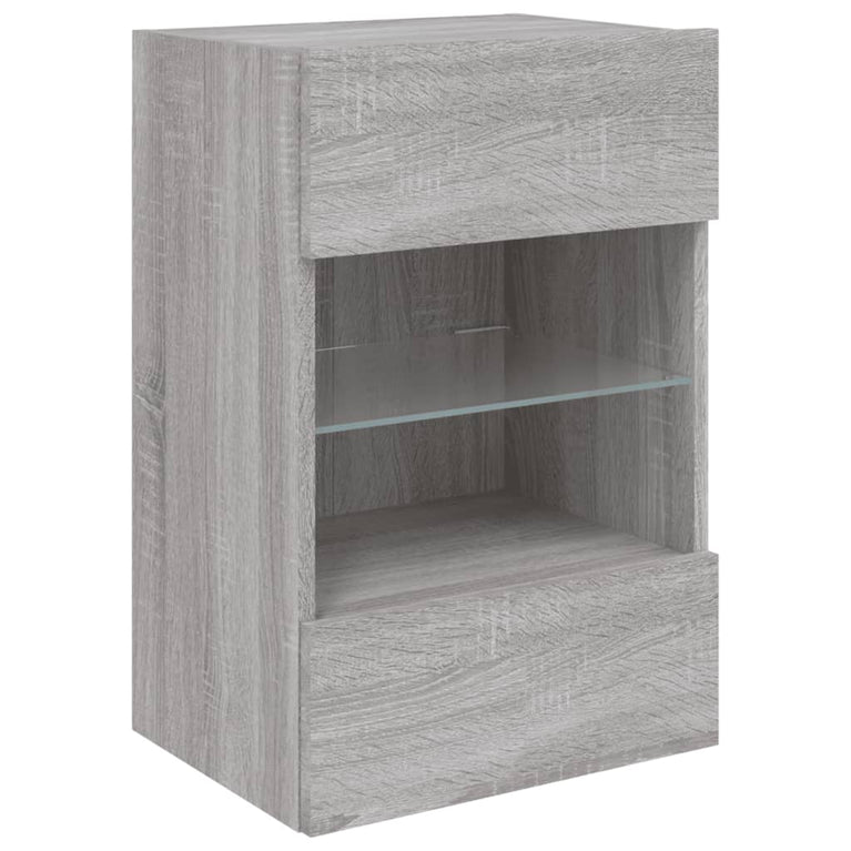 Tv-wandmeubels met LED 2 st 40x30x60,5 cm grijs sonoma eiken