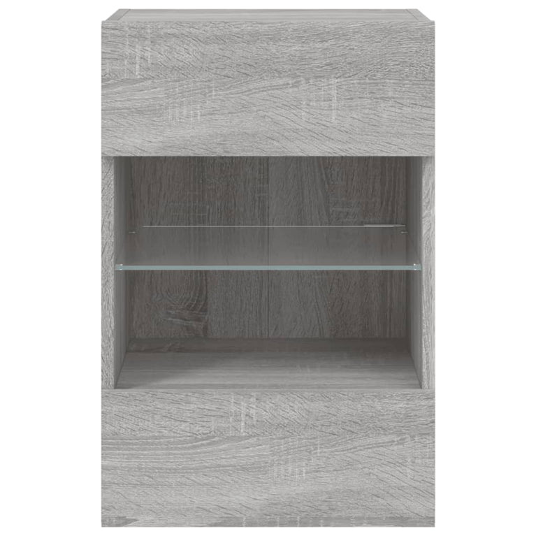 Tv-wandmeubels met LED 2 st 40x30x60,5 cm grijs sonoma eiken
