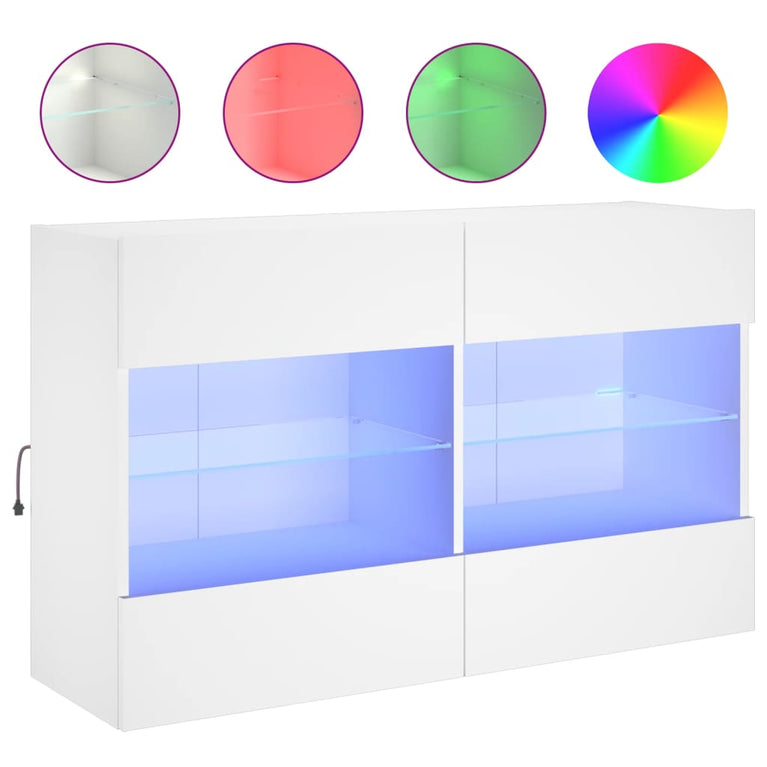 Tv-wandmeubel met LED-verlichting 98,5x30x60,5 cm wit