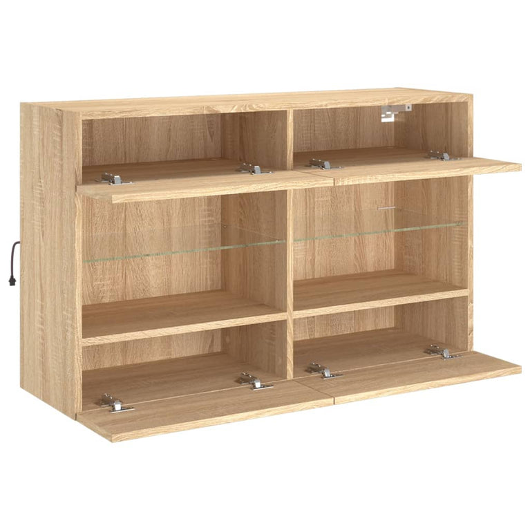 Tv-wandmeubel met LED-verlichting 98,5x30x60,5 cm sonoma eiken