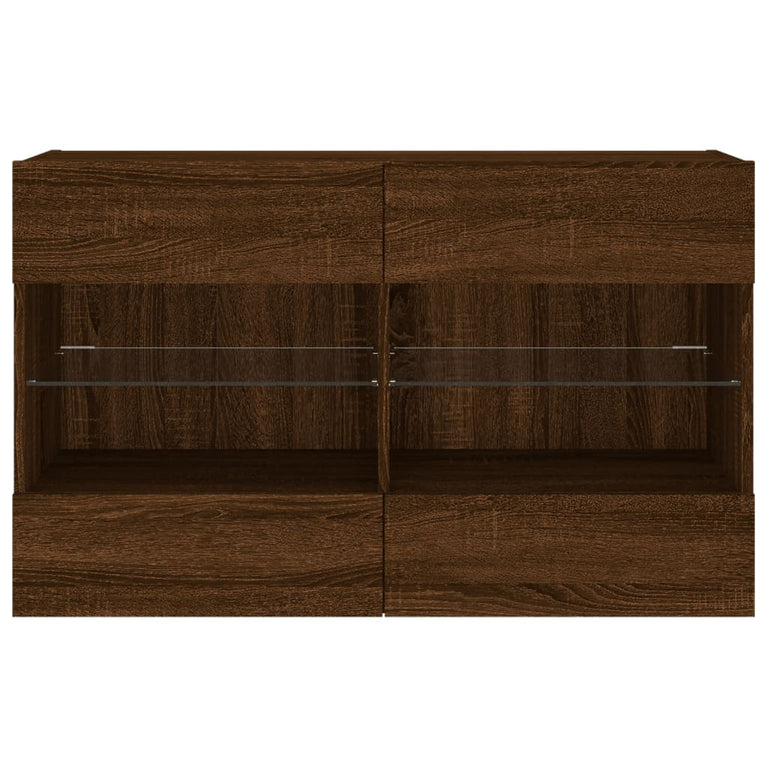 Tv-wandmeubel met LED 98,5x30x60,5 cm bruineikenkleurig