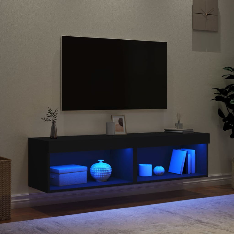 Tv-meubels met LED-verlichting 2 st 60x30x30 cm zwart