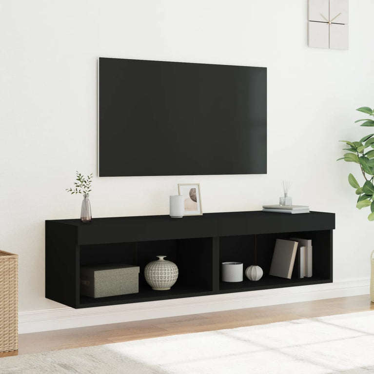 Tv-meubels met LED-verlichting 2 st 60x30x30 cm zwart