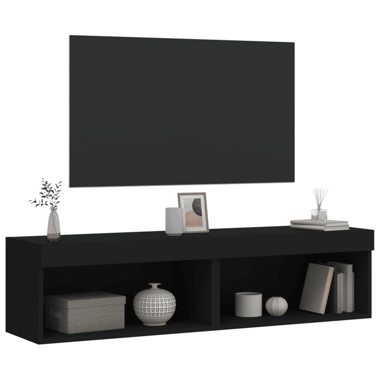 Tv-meubels met LED-verlichting 2 st 60x30x30 cm zwart