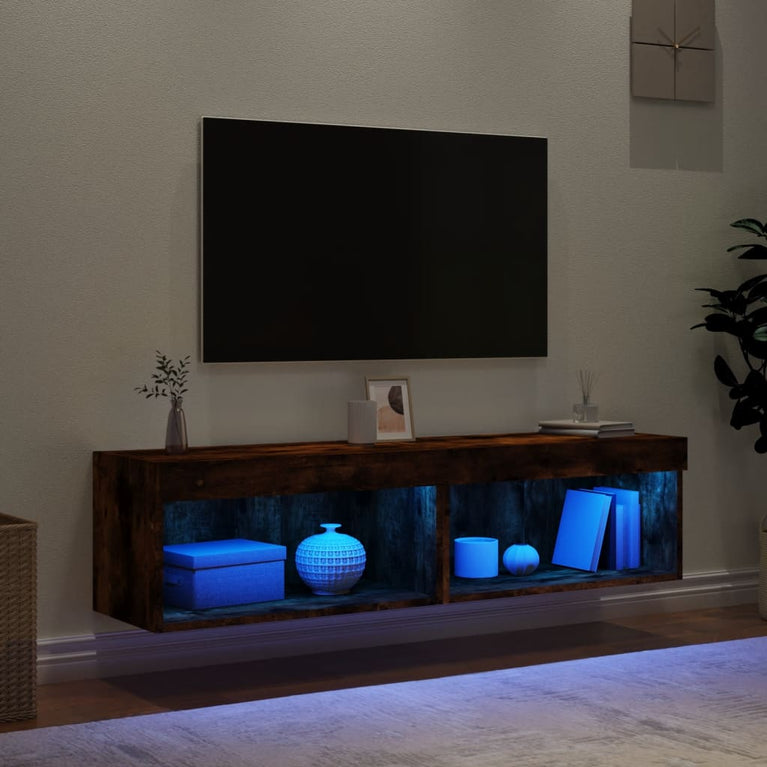 Tv-meubels met LED-verlichting 2 st 60x30x30 cm gerookt eiken