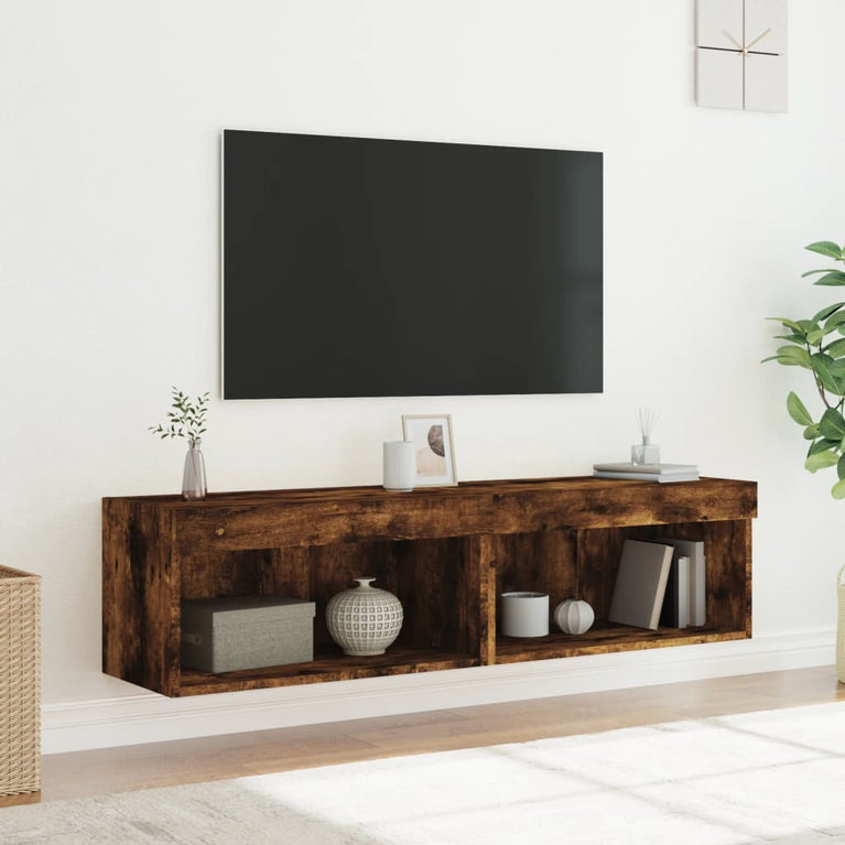 Tv-meubels met LED-verlichting 2 st 60x30x30 cm gerookt eiken