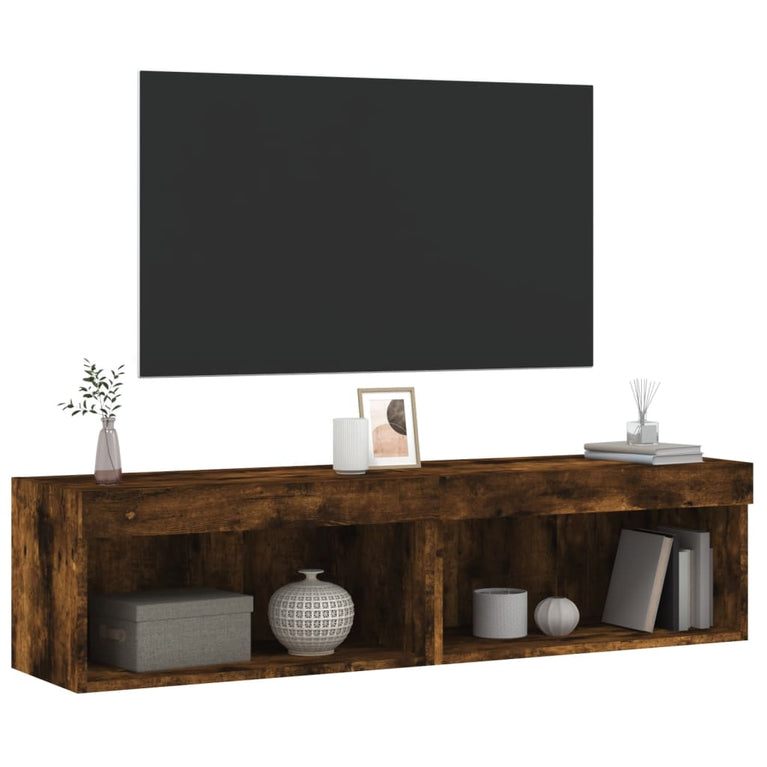 Tv-meubels met LED-verlichting 2 st 60x30x30 cm gerookt eiken