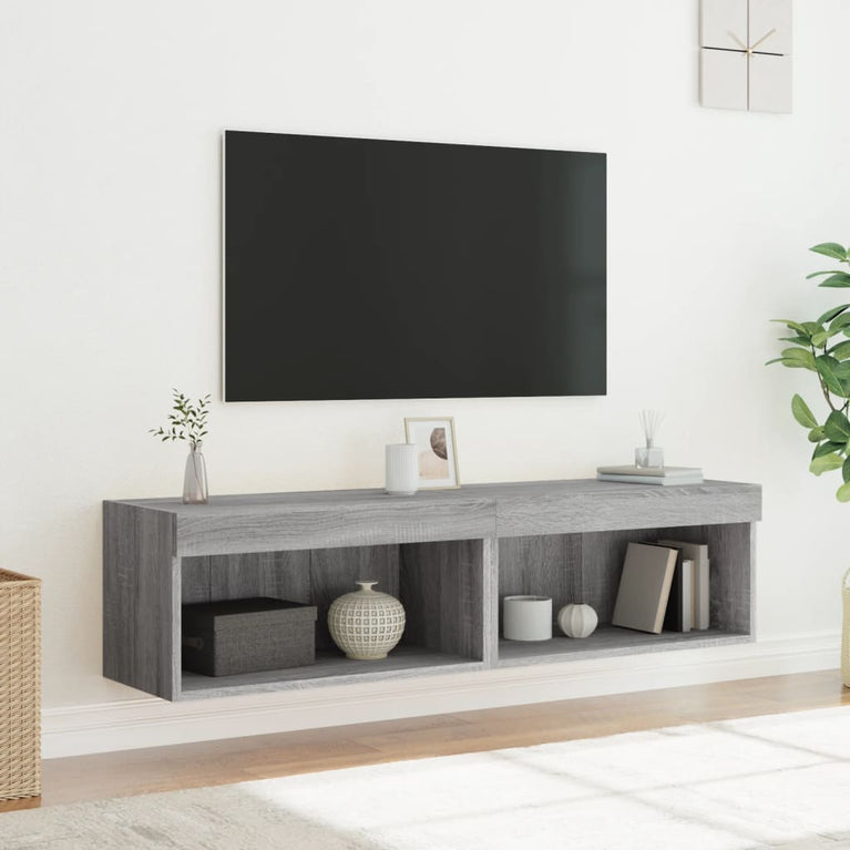 Tv-meubels met LED-verlichting 2 st 60x30x30 cm grijs sonoma