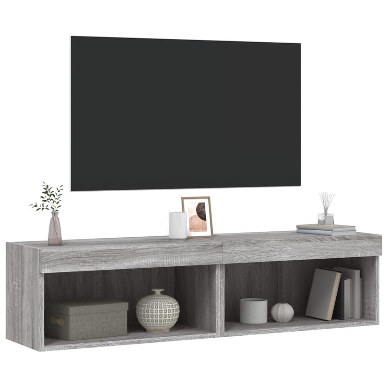 Tv-meubels met LED-verlichting 2 st 60x30x30 cm grijs sonoma