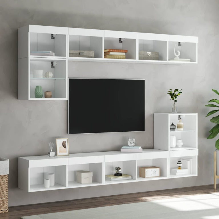 Tv-meubels met LED-verlichting 2 st 80x30x30 cm wit