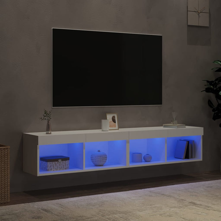 Tv-meubels met LED-verlichting 2 st 80x30x30 cm wit
