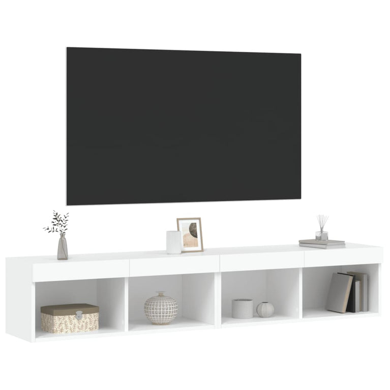 Tv-meubels met LED-verlichting 2 st 80x30x30 cm wit