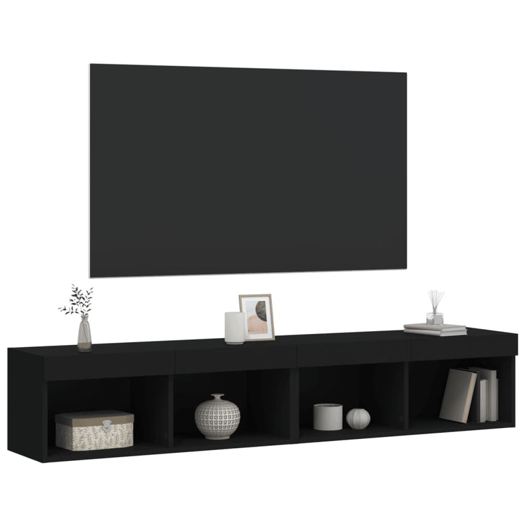 Tv-meubels met LED-verlichting 2 st 80x30x30 cm zwart
