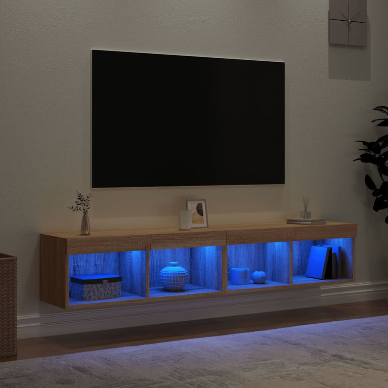 Tv-meubels met LED-verlichting 2 st 80x30x30 cm sonoma eiken