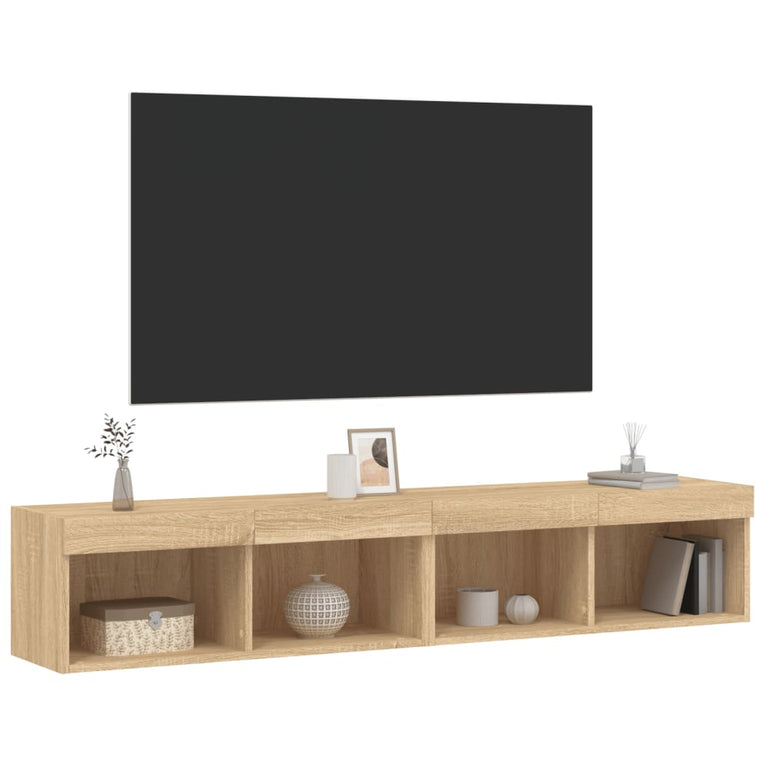 Tv-meubels met LED-verlichting 2 st 80x30x30 cm sonoma eiken