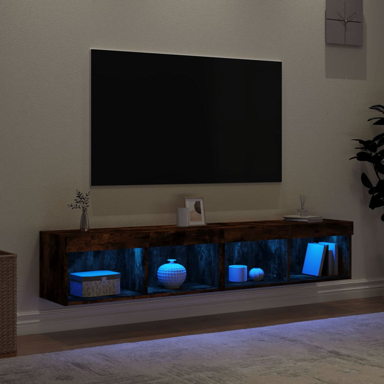 Tv-meubels met LED-verlichting 2 st 80x30x30 cm gerookt eiken