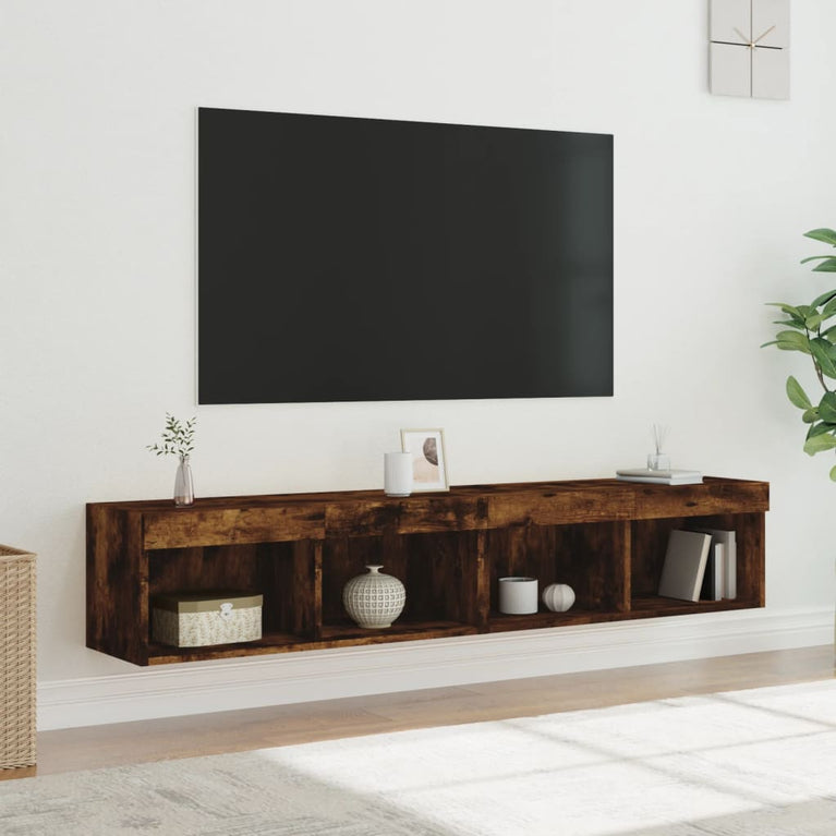 Tv-meubels met LED-verlichting 2 st 80x30x30 cm gerookt eiken