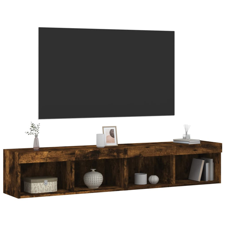 Tv-meubels met LED-verlichting 2 st 80x30x30 cm gerookt eiken