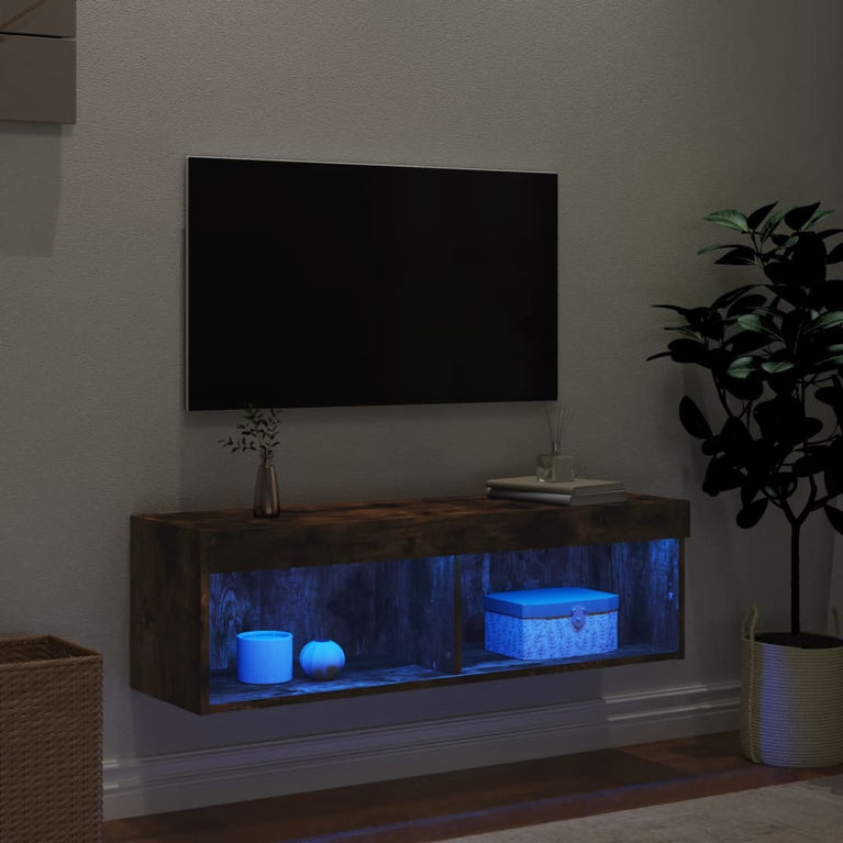 Tv-meubel LED-verlichting 100x30x30 cm gerookt eikenkleurig
