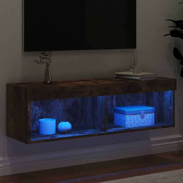 Tv-meubel LED-verlichting 100x30x30 cm gerookt eikenkleurig
