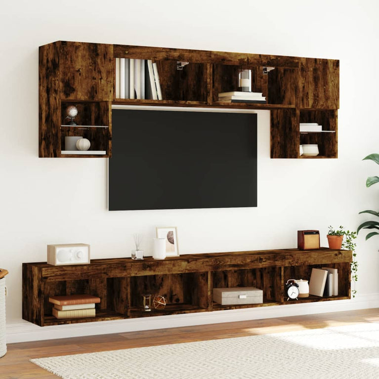 Tv-meubel LED-verlichting 100x30x30 cm gerookt eikenkleurig