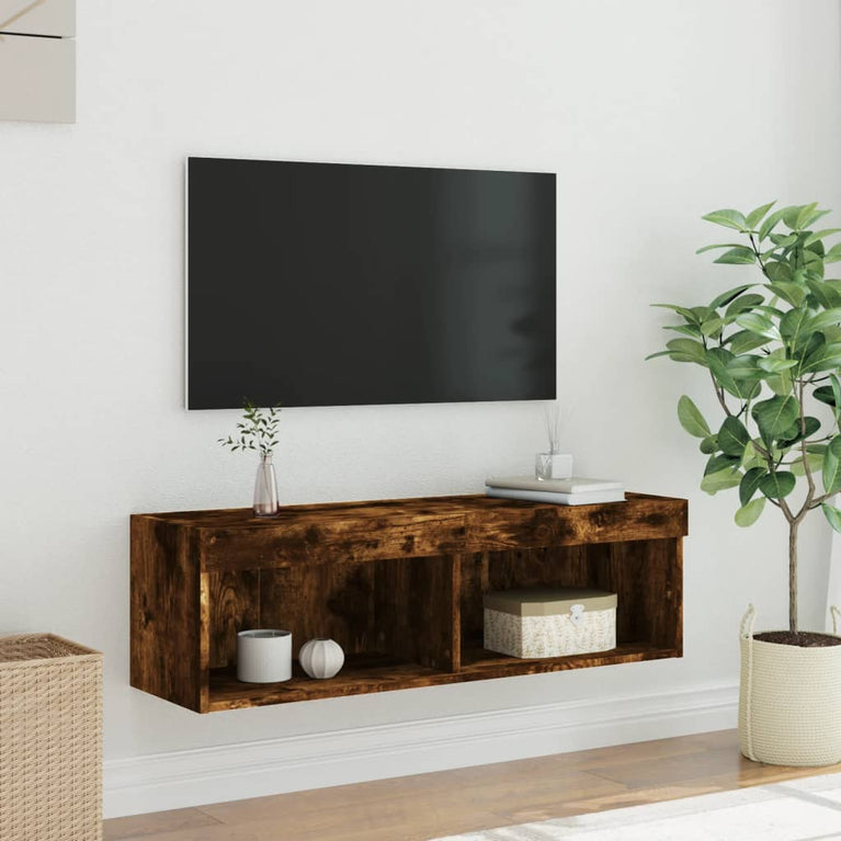 Tv-meubel LED-verlichting 100x30x30 cm gerookt eikenkleurig