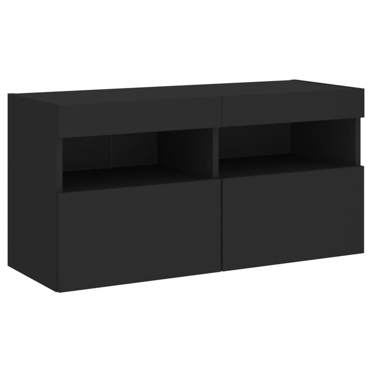 Tv-wandmeubel met LED-verlichting 80x30x40 cm zwart