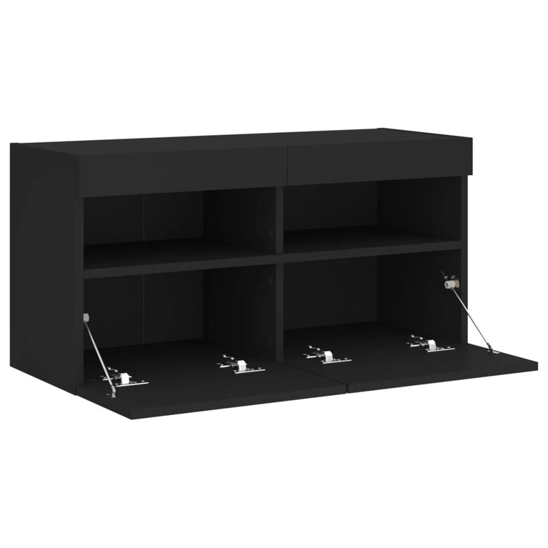 Tv-wandmeubel met LED-verlichting 80x30x40 cm zwart
