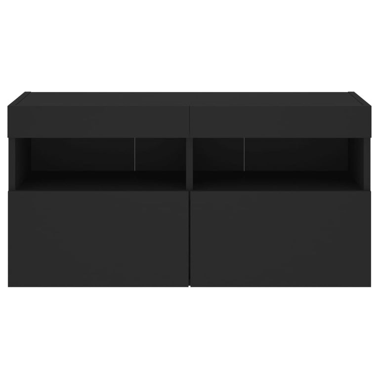 Tv-wandmeubel met LED-verlichting 80x30x40 cm zwart