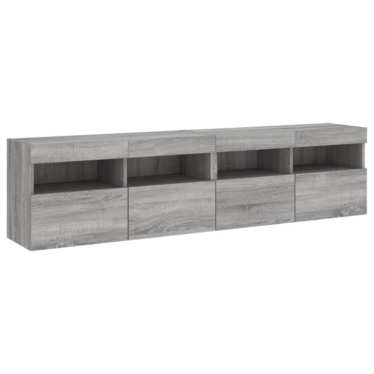 Tv-wandmeubels met LED 2 st 80x30x40 cm grijs sonoma eikenkleur