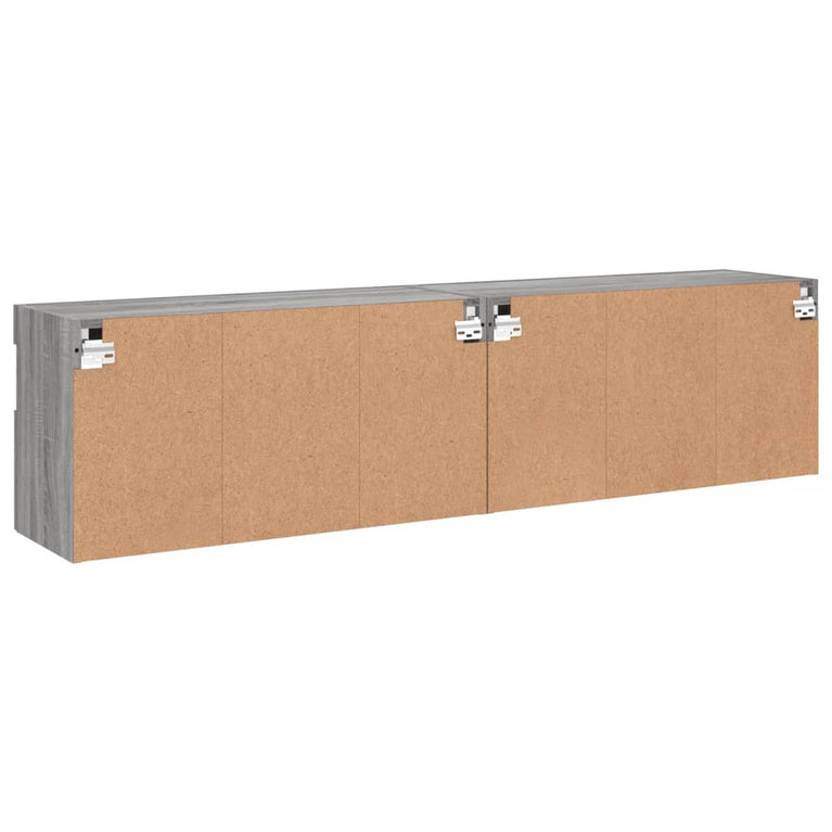 Tv-wandmeubels met LED 2 st 80x30x40 cm grijs sonoma eikenkleur