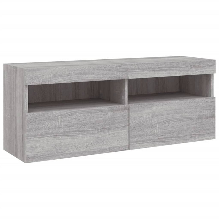 Tv-wandmeubel met LED-verlichting 100x30x40 cm grijs sonoma