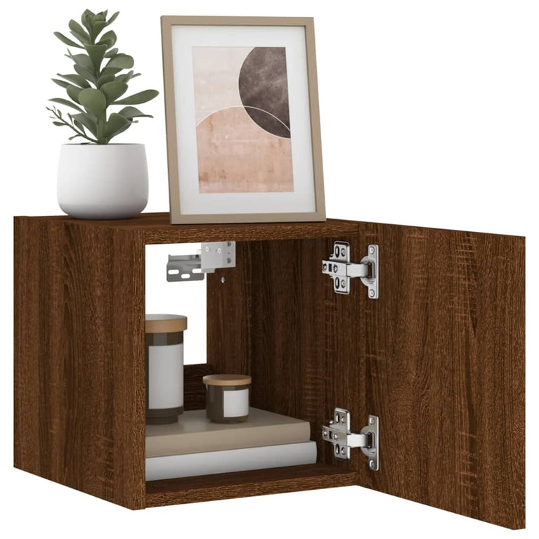 Tv-wandmeubelen met LED 2 st 30,5x35x30 cm bruineikenkleurig
