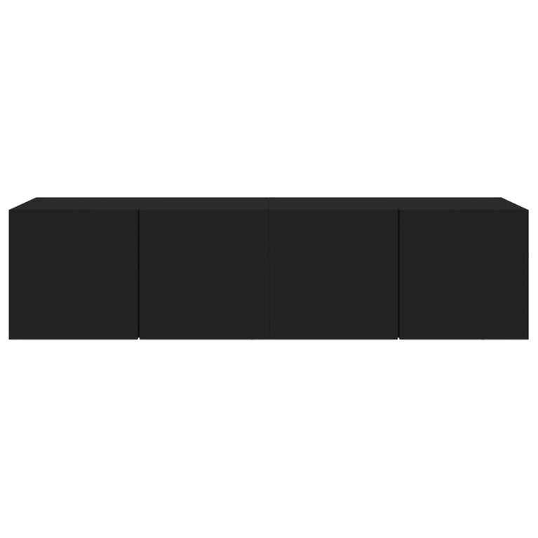 Tv-wandmeubelen met LED-verlichting 2 st 60x35x31 cm zwart
