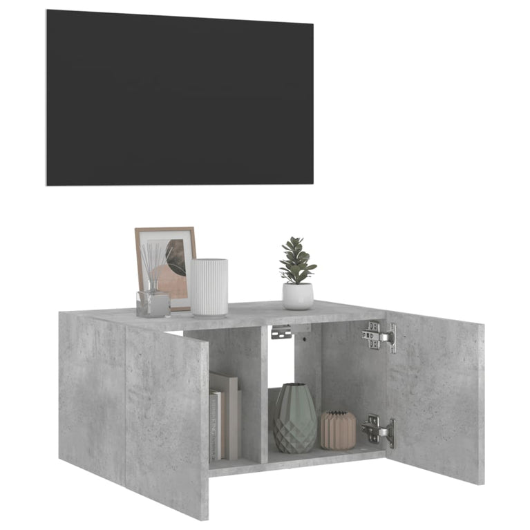 Tv-wandmeubel met LED-verlichting 60x35x31 cm betongrijs