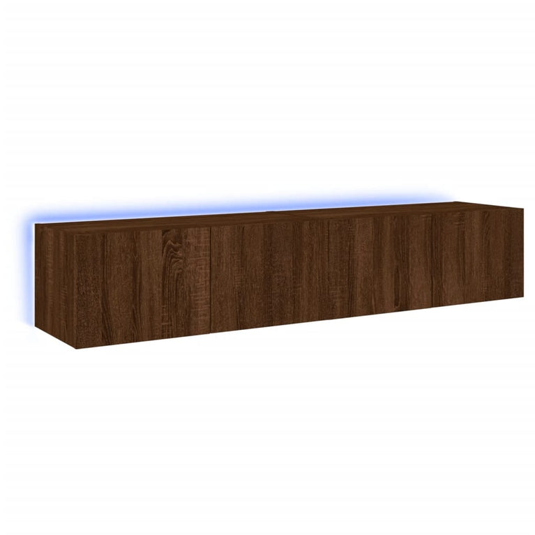 Tv-wandmeubels met LED-verlichting 2 st 80x35x31 cm bruineiken