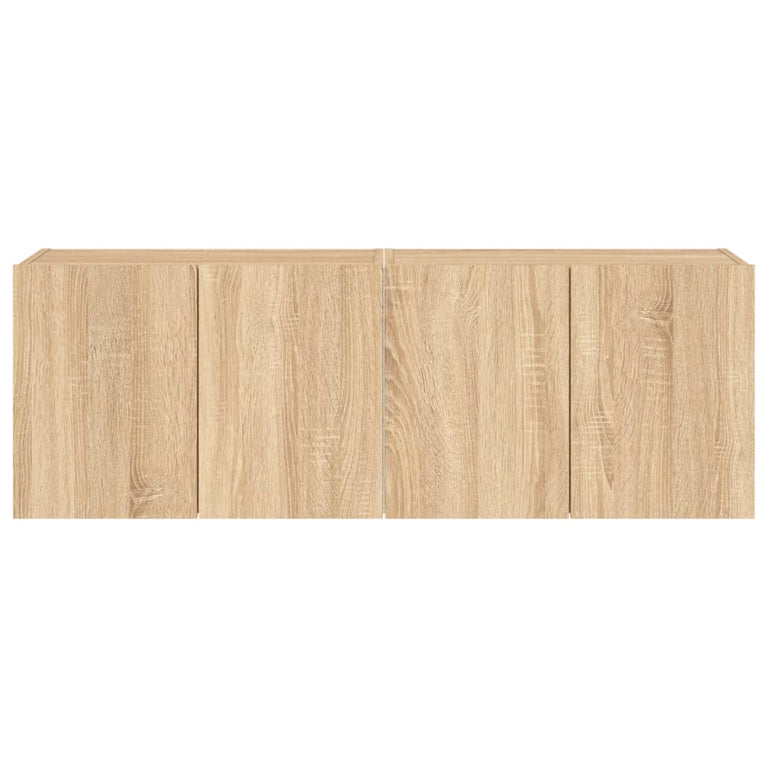 Tv-wandmeubels met LED 2 st 60x35x41 cm sonoma eikenkleurig