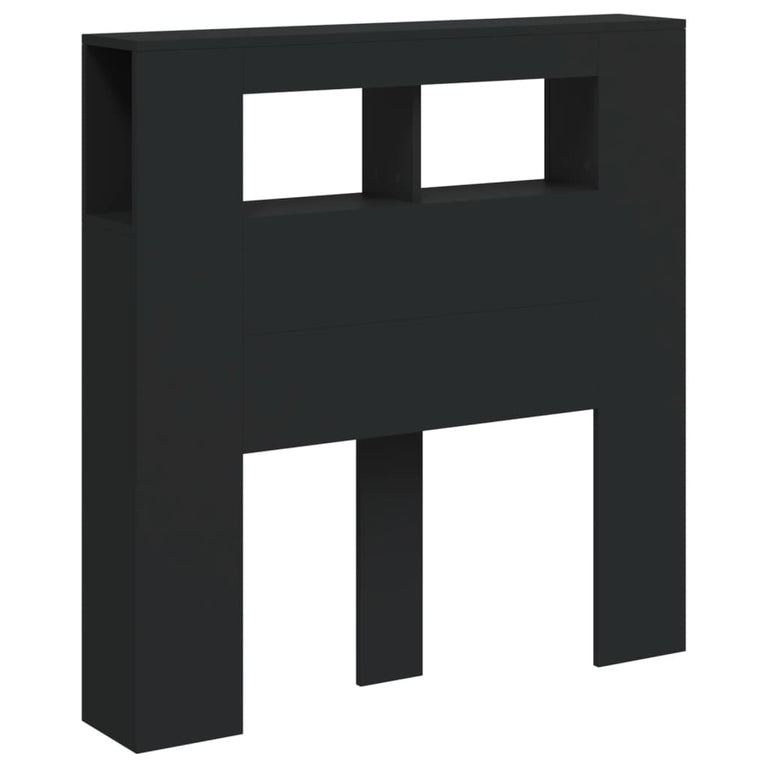 Hoofdeinde met LED 100x18,5x103,5 cm bewerkt hout zwart