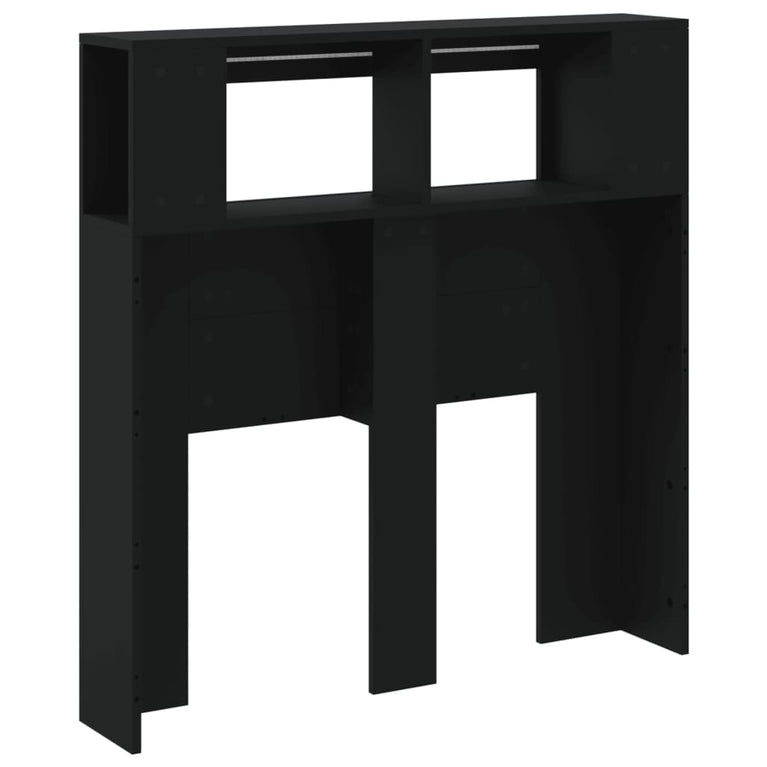 Hoofdeinde met LED 100x18,5x103,5 cm bewerkt hout zwart