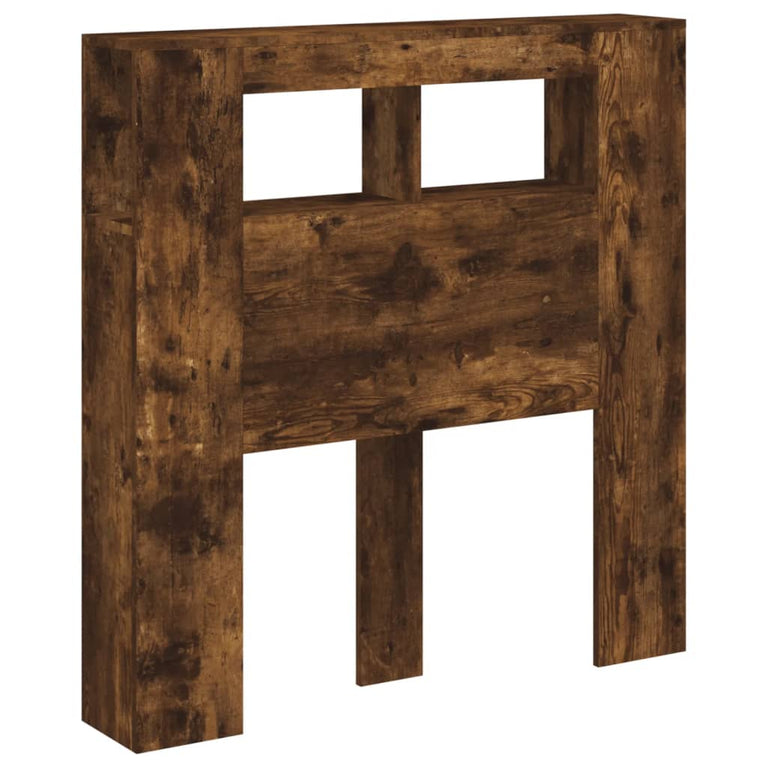 Hoofdeinde met LED 100x18,5x103,5 cm bewerkt hout gerookt eiken