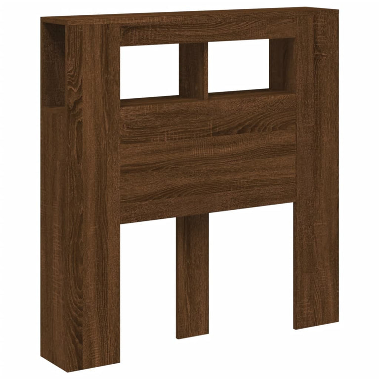 Hoofdeinde met LED 100x18,5x103,5 cm bewerkt hout bruineiken