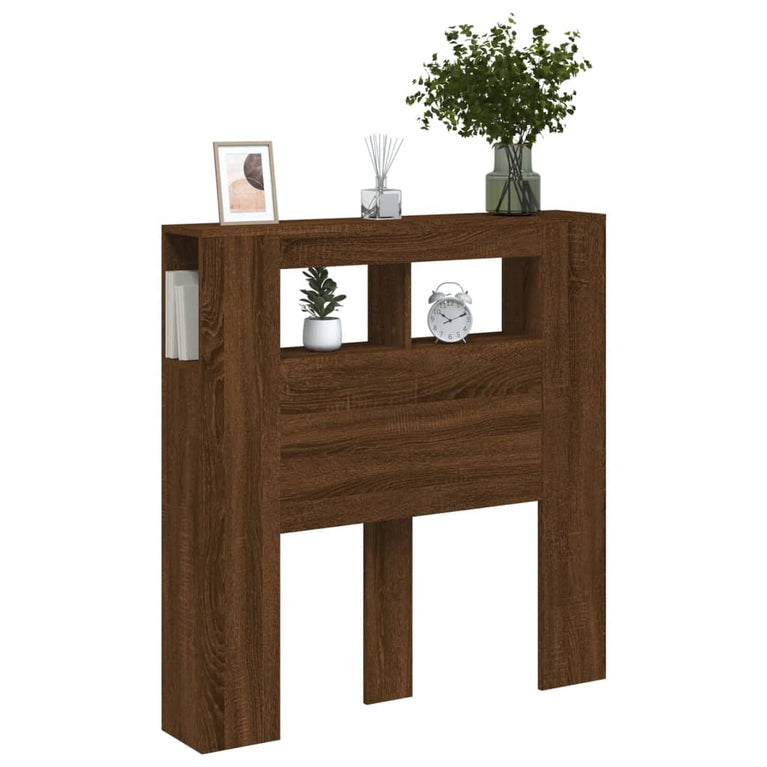 Hoofdeinde met LED 100x18,5x103,5 cm bewerkt hout bruineiken